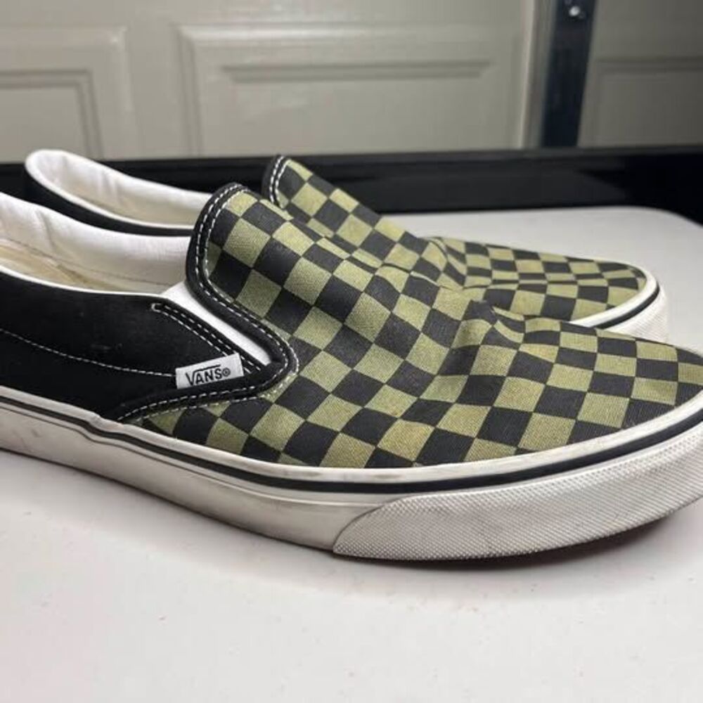 Vans Classic Slip-On Checkerboard Black & Olive Green